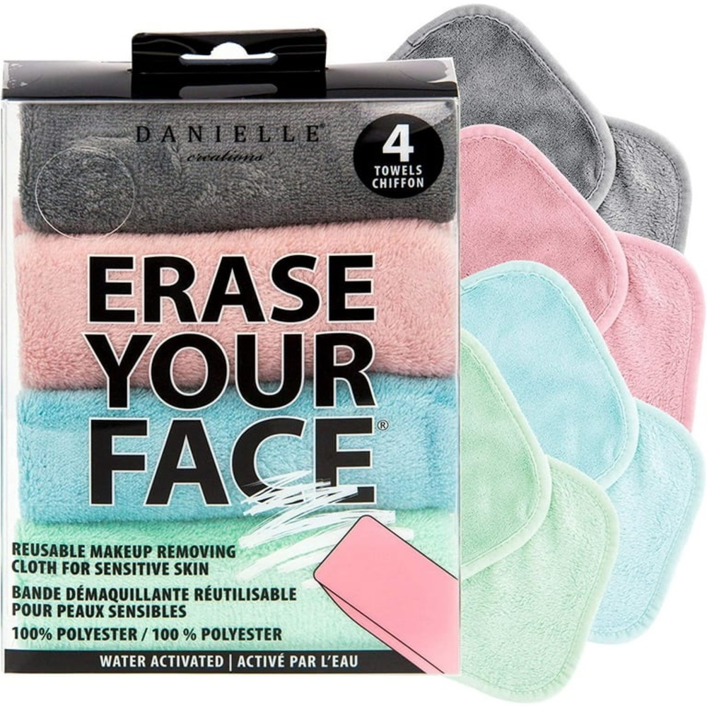 NWT! Erase Your Face Reusable Makeup Remover Cloths 4 pack